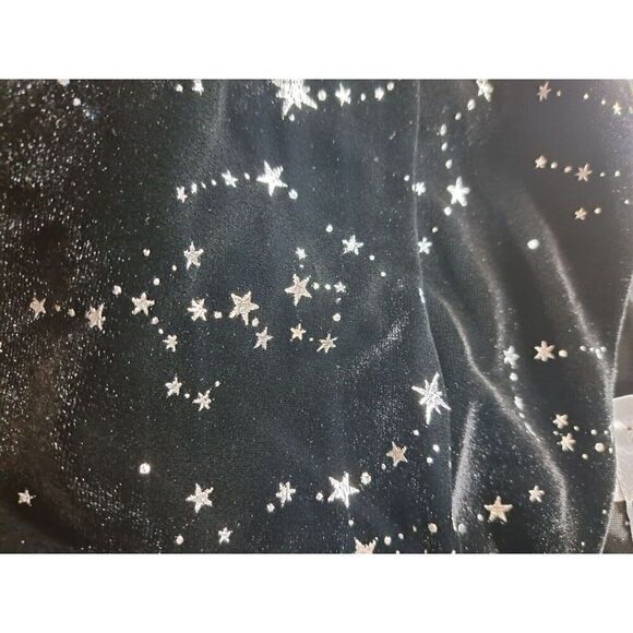 Unique Vintage Dress Medium 6/8 Black Silver‎ Star Print Black Velvet Whimisgoth - Picture 11 of 11